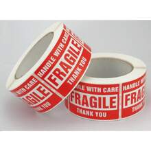 Handle With Care 500 Fragile Stickers For Shipping Moving Glass Permanent Adhesive Fragile Labels, Thank You Do Not Bend, Warning Stickers Fragile Labels - Multicolor - View 6