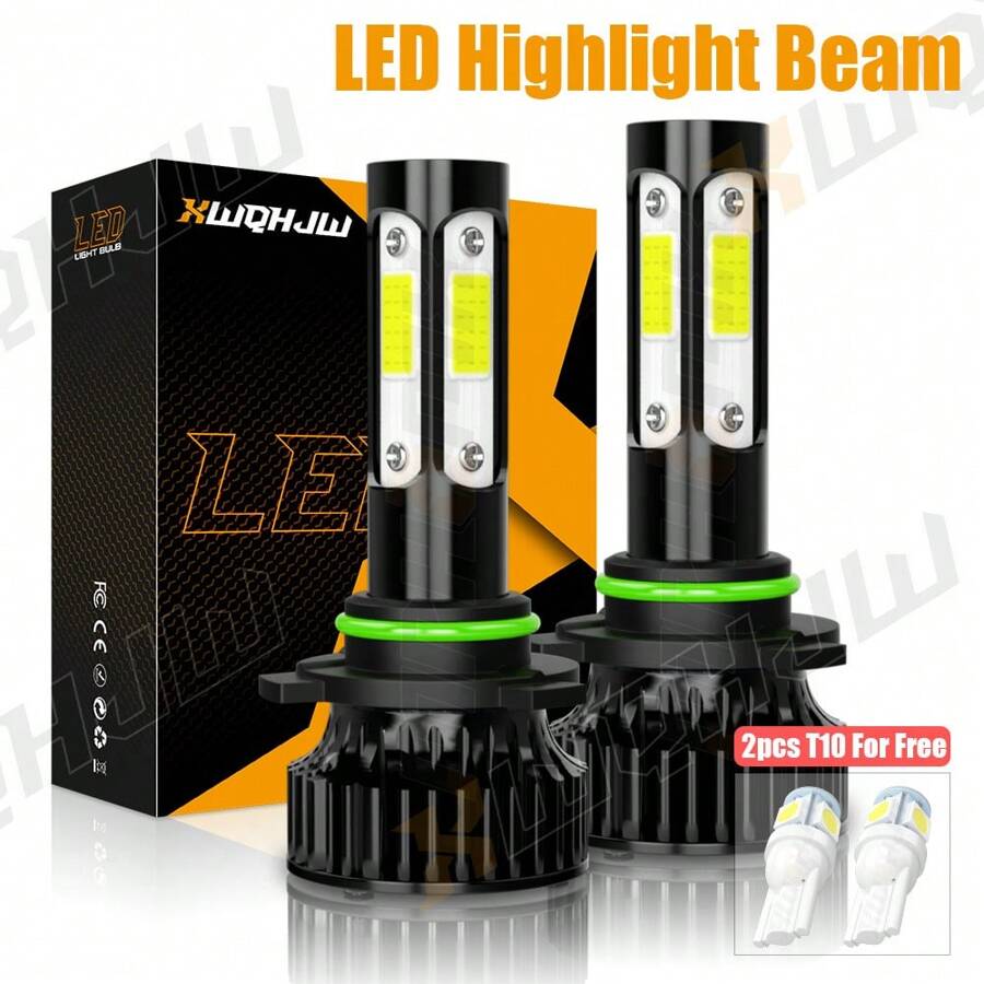 XWQHJW 2* Super Bright 6000K 10000LM IP67 Waterproof Cool White LED Headlight 9005 9004 H7 H11 Hi/Low Beam Kit  Easy To Install And Plug And Play, Halogen Lamp Substitute, Equipped With Two T10 Small Lights,Fit For Suzuki SX4 2007 2008 2009 2010 2011 2012 2013 Model