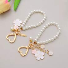 1pc Faux Pearl Key Chain, Love Car Key Chain, Backpack Pendant, Flower Girl Purse Accessories Jewelry,Piggy Milk Tea Creative Cartoon Keychain, Multi-Purpose Decoration For Car, Backpack Or Bag, Fashionable Gift For Christmas,For Jewelry Making Crocheting Crafts Arts Backpack Decor,Luxury Handbag Accessory,Valentine's Day,Fashion Jewelry Accessories,Couples Birthday & Holiday Gifts,Suitable For Bag Charm Car Keys