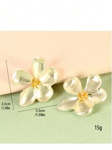 1 对女士新款复古法式金属花朵夸张高端耳环，朋友礼物，女友礼物 - 彩色 - 查看 5