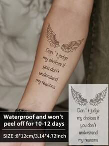 1 pièce Tatouages temporaires ailes anglaises, imperméables et anti-transpiration durant 1-2 semaines. Tatouages noirs réalistes, à base de jus de plantes, anti-friction et non réfléchissants. Faux tatouages pour femmes et hommes. Autocollants de tatouage pour bras, torse, jambe, abdomen, taille. Art corporel moderniste, style croquis - Noir - Voir 8