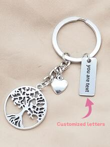 A Customized Keychain For The Tree Of Life, Love, Long Custom Letters, Thanksgiving, Mother's Day, Valentine's Day Gifts For Family And Friends, Engraved, Stainless, Colorful, Cute, Adorable, Funny, Kawaii, Y2K, Stylish, Unisex, Casual, Custom, Personalized, Unique, Customized, Ideal Gifts For Him, Ideal Gifts For Her, Her, Boyfriend, Girlfriend, Family, Friends, Children - Tree Of Life Keychain - View 1