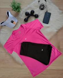 Women's Gym Set: DRY FIT T-Shirt + Sports Fitness Shorts - 淺粉色 - 查看 2