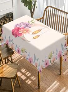 1 pezzo Tovaglia con design floreale di luna e lanterna, semplice e fresca, molto adatta per raduni familiari, decorazioni per tavoli da pranzo e decorazioni per le festività - Multicolore - Visualizzare 12