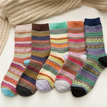 NetHong Winter Women Socks 5 Pairs Wool Warm Knitting Ladies Socks Vintage Style Soft Cotton Thick Woman Bed Sock Multicoloured For Home Office School Hiking, Ideal Christmas Gifts For Women - A - View 7