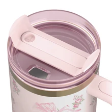 Limited Edition 40oz Insulated Tumbler With  Lid And Straws Stainless Steel Coffee Tumbler With Handle Vacuum Leak Proof Coffee Cup - Pink - View 3