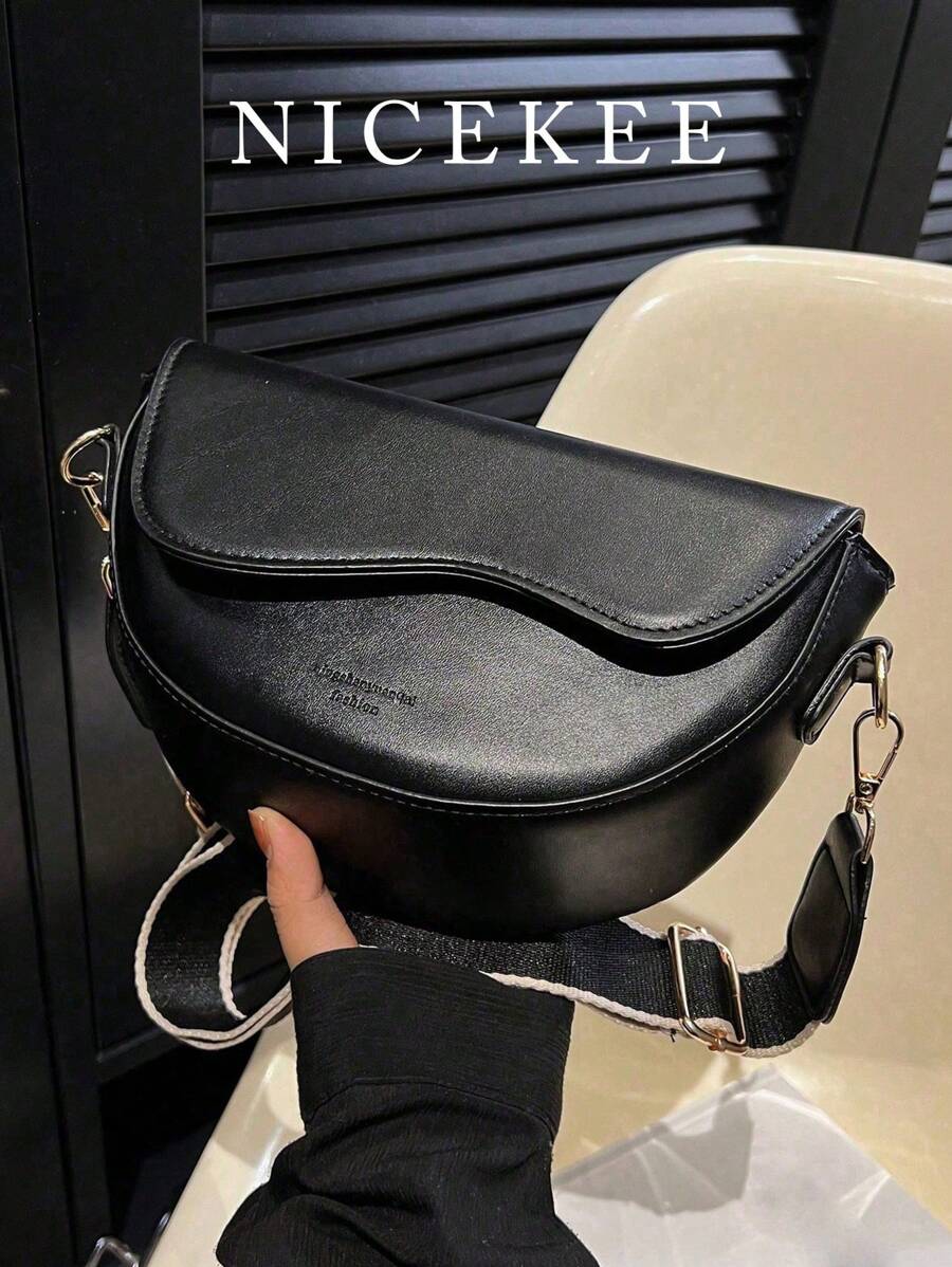 Bolso bandolera clásico de estilo retro para mujer, de unicolor, versátil, con correa de hombro ajustable, adecuado para ir al trabajo, salir de compras y citas, de estilo casual y sencillo