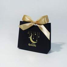 Elegant Black Eid Mubarak Candy Boxes - 10pcs Set With Ribbons, Perfect Ramadan Kareem Party Favors & Decorations, Gift Wrapping Supplies