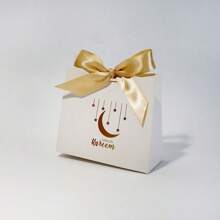 Elegant Black Eid Mubarak Candy Boxes - 10pcs Set With Ribbons, Perfect Ramadan Kareem Party Favors & Decorations, Gift Wrapping Supplies