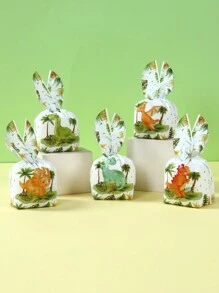 50 pezzi borsette a forma di orecchie di coniglio a tema dinosauro, borsette da regalo design a cartoni animati dinosauro mini con orecchie di coniglio, forniture per confezioni regalo, decorazioni per feste a tema dinosauro, decorazioni per feste di compleanno, forniture per feste di matrimonio, borse per bomboniere
