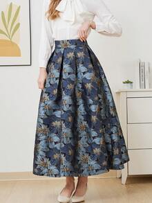 Elegant Jacquard Bowknot Blouse & Skirt Party 2pcs Set