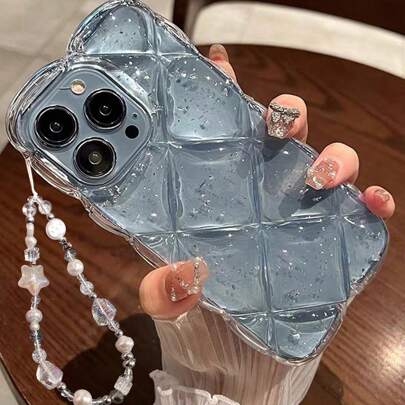 IPhone 16 Pro Max Phone Case, New Rhinestone Transparent Silver Foil Shockproof Silicone Stylish Protective Cover Compatible With Iphone 12/11/13/14 Pro Max