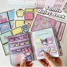 Sanrio 3 PiecesSanrio Kullomi And Sago Lulu DIY Quiet Book Set - My Melody Craft Kit, Reusable Art And Handmade Toys, Perfect Birthday Or Valentine's Day, Chinese New Year, Christmas, Easter And Other Holiday Gifts For Women (This Product Is A Quiet Book Made By Myself. The Picture Shows The Finished Product After DIY. The Actual Product Is A Book With Three Sheets Of Paper. The Paper (Tu'an) Is Placed Randomly. Please Be Careful If You Mind)