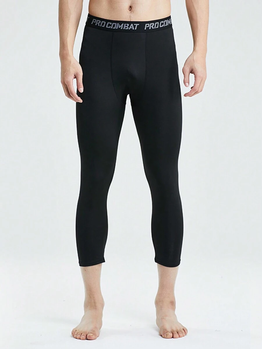 Pantalones ajustados deportivos para hombres pantalones deportivos de secado rápido - Negro - Ver 1