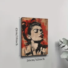 1pc Framed Canvas Poster, Retro Vintage Woman Wall Art Canvas Paintings, Ideal Gift For Bedroom Living Room Corridor, Wall Art, Room Decoration - Multicolor - View 8
