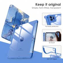 DTTOCASE IPad Pro 12.9 Case For 6th/5th/4th/3rd Gen (2022-2018) & IPad Air M3/M2 13 Inch (2025/2024) – Clear Protective Cover With Built-In Apple Pencil Holder, Auto Sleep/Wake & Camera Protection - 海洋大理石 - 查看 3