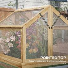 Outsunny Raised Garden Bed With Polycarbonate Greenhouse, Garden Wooden Cold Frame Greenhouse Flower Planter Protection, 35.5" X 31.5" X 36" - 自然的 - 查看 8