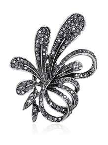 1 pieza Broche de cinta negra clásica y elegante de estilo retro para mujer, accesorio de moda para abrigo y ropa