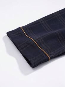 2pcs Men's Plaid Knit Robe Sleepwear Set With Pants, Breathable And Moisture Wicking, Spring & Autumn, Fall Winter Clothes