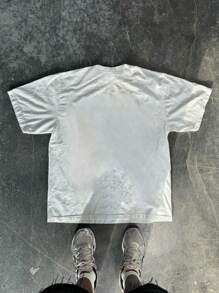 Men's Solid Color Crew Neck Short Sleeve Casual Loose T-Shirt - White - View 3