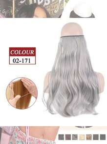 Synthetic No Clip Wave Hair Extensions Ombre Natural Black Blonde Pink One Piece False Hairpiece Fish Line Wig Piece Synthetic No Clip Invisible Wire Hair Extensions Straight Black Blonde One Piece False Hairpiece Hair Extension - Multicolor - View 18