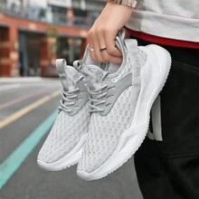 Men's Sports Shoes, Mesh Upper, Breathable And Comfortable, MD Sole, Shock-Absorbing, Comfortable Running Shoes - Grey - View 4