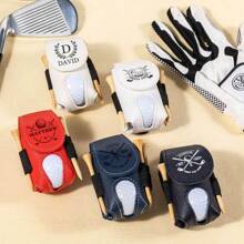 定制名称高尔夫球架带夹子皮革个性化字母高尔夫球座架适用于高尔夫球包腰包高尔夫球座袋高尔夫球手礼物男女 - 彩色 - 查看 4