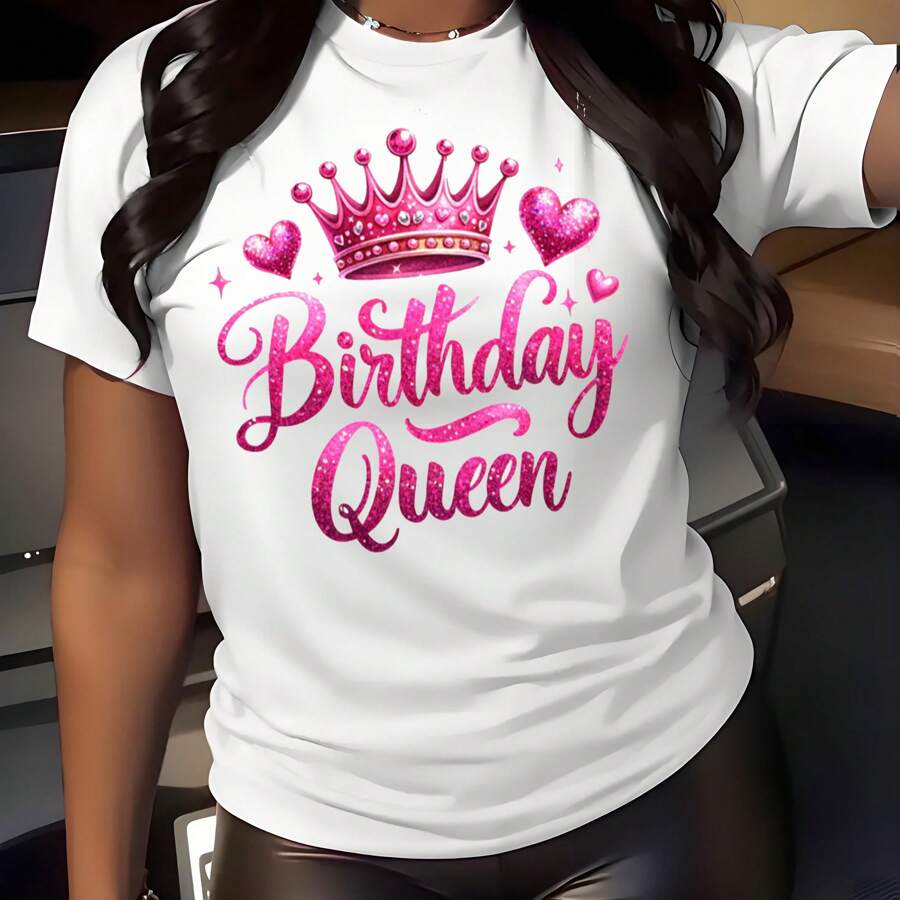 Queen's Birthday Printed T-Shirt For Men And Women Round Neck Cotton Short-Sleeved Sports T-Shirt For All Seasons - White - View 1
