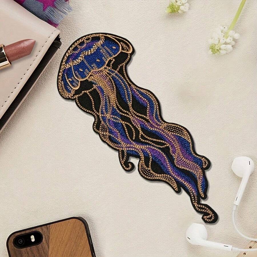1 miếng vá thêu hình sứa, trang trí thời trang tối giản cho mục đích sử dụng hàng ngày - Nhiều màu - Xem 1