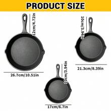 Kitchen Saute Fry Pan - Pre-Seasoned Cast Iron Skillet Set 3-Piece - Frying Pan - 6 Inch, 8 Inch And 10 Inch Cast Iron Set (Black) - Black - View 10