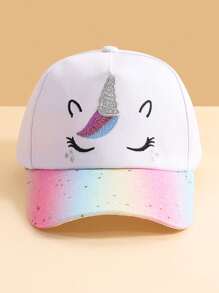 1 件儿童独角兽棒球帽，时尚渐变亮片设计帽子适合 4-6 岁女孩，户外休闲穿着 - 彩色 - 查看 8