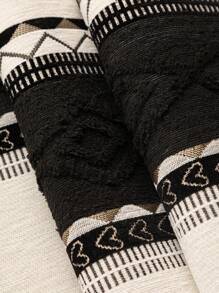 1 件豪华雪尼尔沙发套，四季宠物友好型沙发保护套，高端质感 - 黑與白 - 查看 11