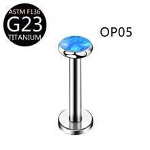 1pc Luxury Fashion G23 Titanium Piercing Jewelry 16G Opal Decorated Lip Stud, Earrings, Cartilage Stud, Nose Stud, Body Piercing Jewelry