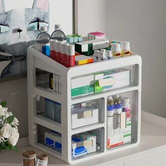 4-Tier Drawer-Type Medicine Box Medical Storage Container, Large Capacity Storage Box Drawer Organizer For Collection Small Item, Home Collection, Cosmetic, Office Supplies