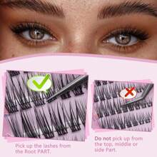 120 件 C 卷自粘睫毛簇，带镊子的睫毛簇 - 无需胶水，无需卸妆，易于粘贴，省时睫毛簇，睫毛簇，单根睫毛，睫毛，假睫毛 - C - 查看 8