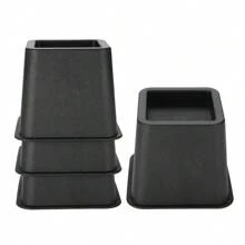 4pcs 3" Heavy Duty Bed Chair Risers Feet Leg Lift Furniture Extra Raisers Stand - Black - View 7