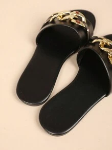 Wide Fit New Summer Women Flat Sandals, Casual Home Sandals, Beach Sandals, Roman Style Sandals - Black - View 5