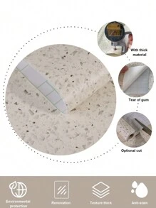 1 卷灰色和白色花岗岩接触纸 - 厚防水防油自粘乙烯基墙纸，适用于台面和家具 - 15.7x197 英寸，刨花板替代品