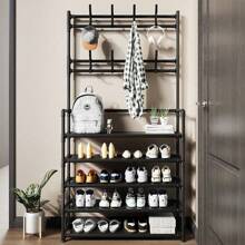 Versatile Shoe & Coat Metal Rack - 23.62inch, Detachable Hooks, Multi-Layer, Free-Standing Storage For Home & Apartment - Black - View 6