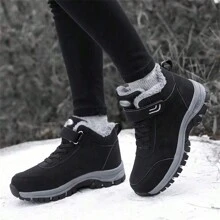 Women's Hiking Boots, Warm Thermal Lined Leather Short Boots, Outdoor Sports Shoes, Waterproof Trekking Climbing Boots, Anti-Skid Wear-Resistant Mountain Climbing Travel Shoes