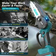 RELOIVE 6" Mini Chainsaw, Cordless Chain Saw With 2PCS 21V 2000mAh Batteries&4 Chains,Electric Chainsaw Small Handheld Power Chain Saw For Wood Cutting Tree Trimming Pruning - Blue - View 10