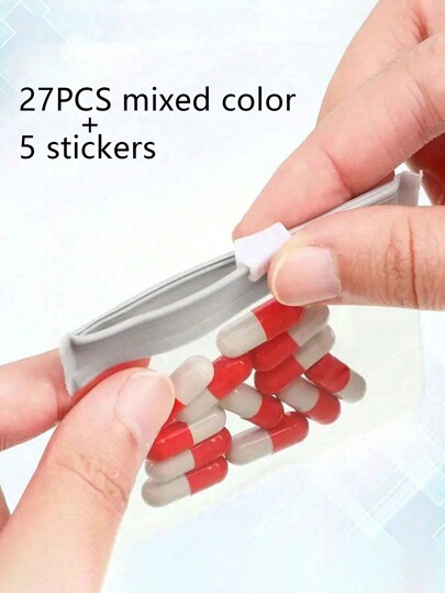 27pcs Portable Pill/Medicine Storage Bags, Waterproof Silicone Sealed, Moisture-Proof, Suitable For Office, Travel, Gym, Fall Decor, Travel Organizer, Cosmetic Bag, Makeup Case, Holiday Organizer, Large Capacity Makeup Organizer Box For Lipstick, Brushes, Skincare, Phone, Coins, Small Items, Fits Home, Gift, Holiday, Multipurpose Use