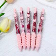 Hộp 5 bút bi hình trái tim màu hồng, bút bi hình hoa hồng đỏ lãng mạn, món quà nhỏ cho ngày Valentine. - Nhiều màu - Xem 1