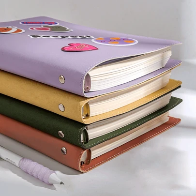 A5 PU Deri Ciltli Defter 50 Etiket, Sevimli Günlük, Okula Dönüş Hediyeleri!