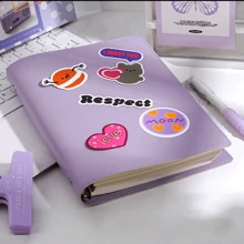 Cuaderno encuadernado en piel sintética PU tamaño A5 con 50 pegatinas, diario bonito, ¡regalos para volver al colegio!