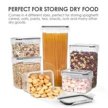 5/9-Piece Set Of Airtight Food Storage Boxes With Lids, Multi-Size Plastic Storage Organization, Effectively Keep Fresh & Dry, Ideal Storage Set For Grains, Flour, Sugar, Pasta, Includes Labels And Markers, Home Kitchen Storage Organization - Clear - View 3