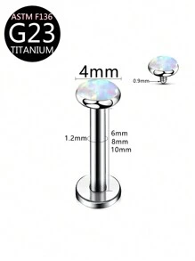 1pc Luxury Fashion G23 Titanium Piercing Jewelry 16G Opal Decorated Lip Stud, Earrings, Cartilage Stud, Nose Stud, Body Piercing Jewelry