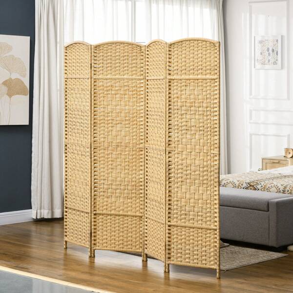 HOMCOM HOMCOM Paravent intérieur en bois, 4 panneaux, 180 x 180 cm, séparateur de pièce pliable, pour salon, chambre à coucher, maison, gris mélangé