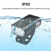 NetHong USB Rechargeable LED Bicycle Headlight Bike Front Rear Light Cycling Lamp UK - Black - View 6