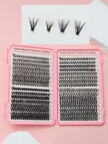 32-Strip 640-Piece 9-16mm Mixed Length Waterproof Mink Hair False Eyelashes, Fluffy Curly Voluminous, DIY Self-Adhesive 3D Effect, Suitable For Light And Heavy Makeup, Portable For Daily Or Occasion Wear Lash Clusters,Eye Lash Clusters,Individual Eyelashes,Lashes,Fake Lashes - D - View 2